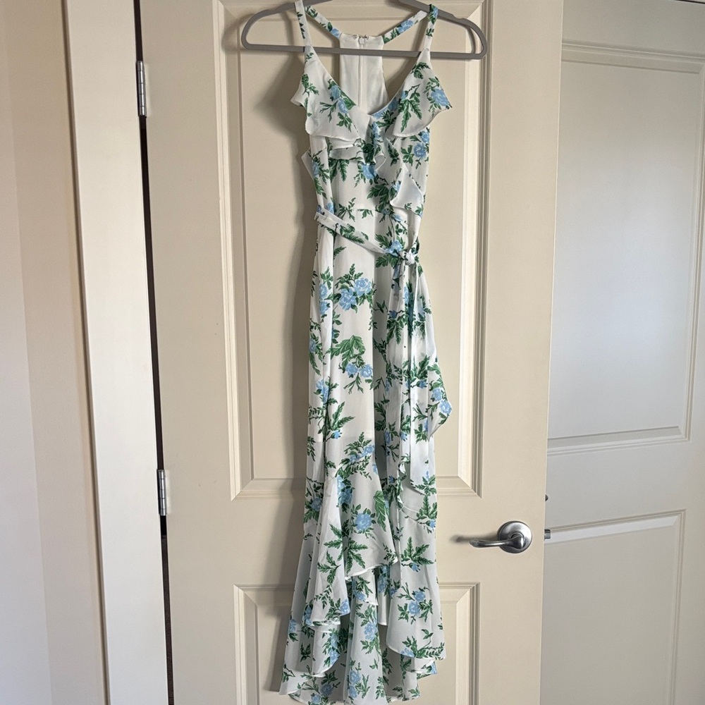 Disney Asymmetrical White and Green Floral Dress